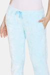Zivame Fluffy Fur Knit Poly Pyjama - Baby Blue — thumbnail 5